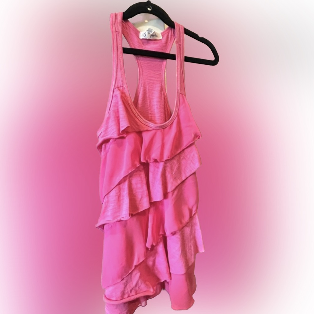 Aero XS hot pink ruffle tank top